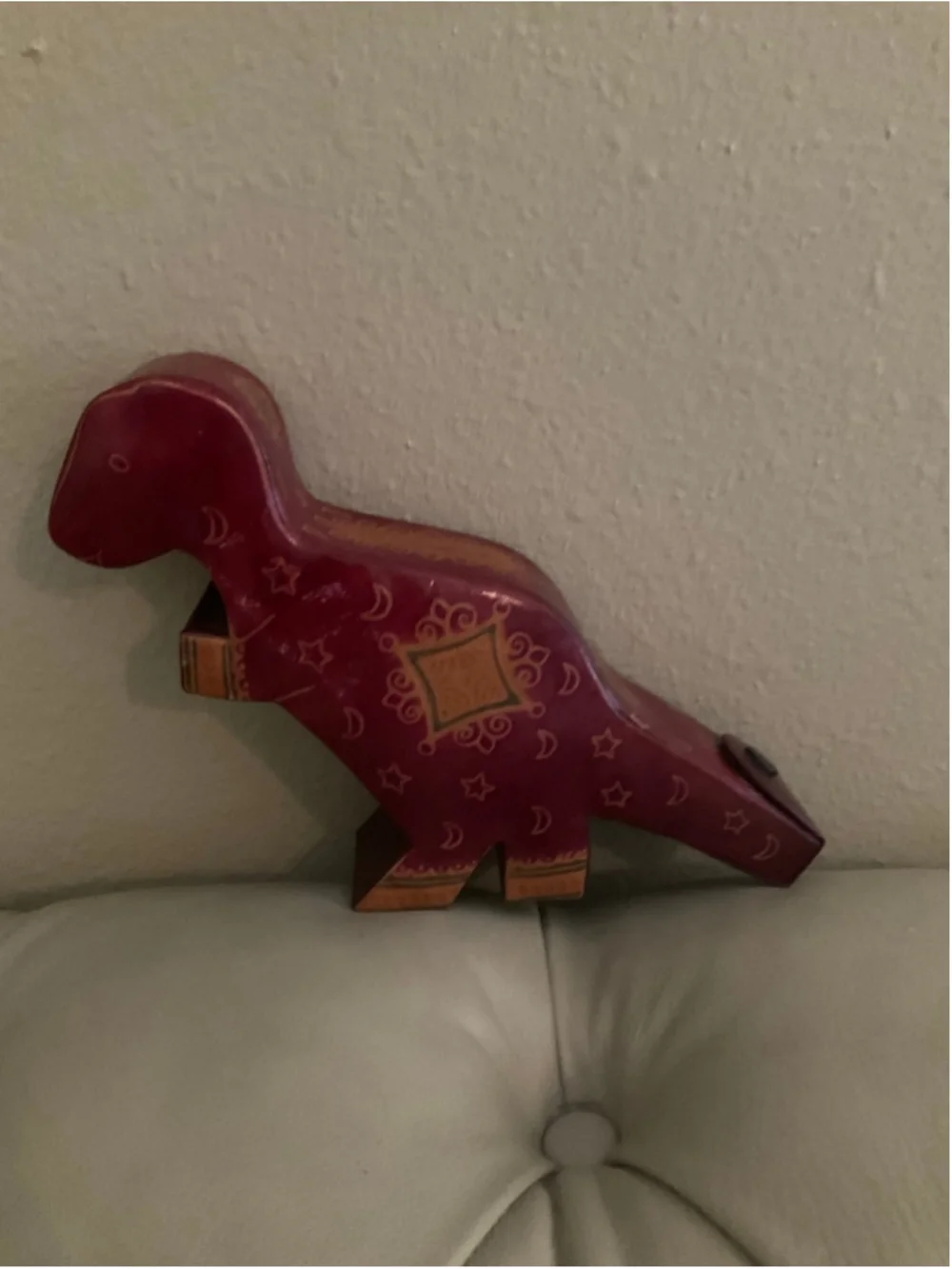 Vintage Leather Dinosaur T-Rex Piggy Bank Hand Painted Made in India
